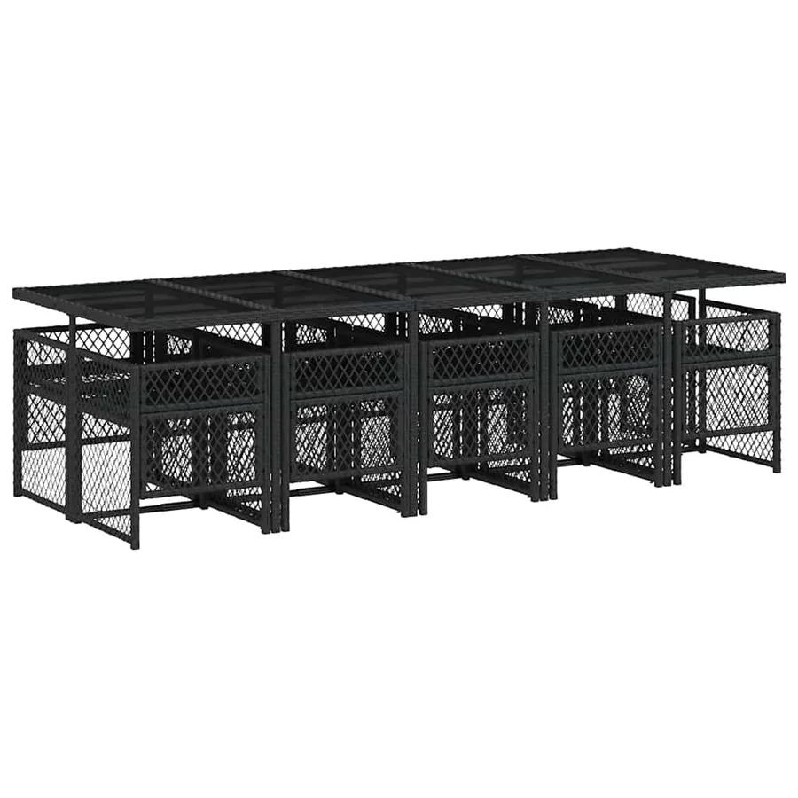 Ensemble à manger de jardin 11 pcs coussins noir résine tressée - 5