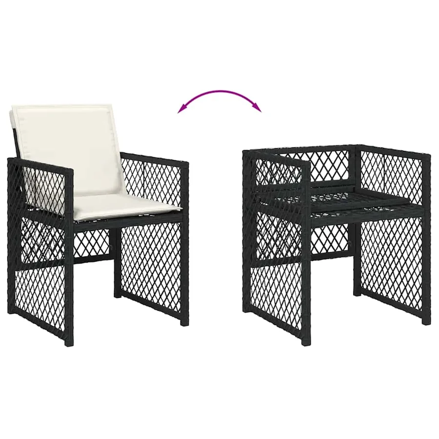 Ensemble à manger de jardin 11 pcs coussins noir résine tressée - 6