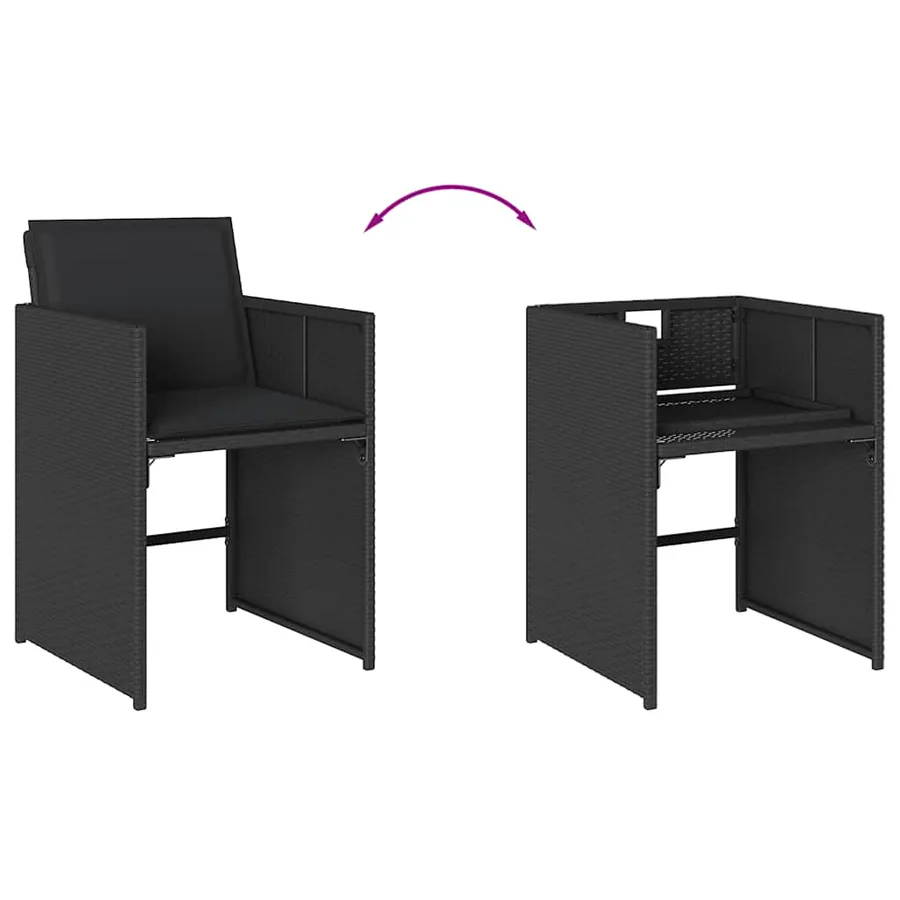 Ensemble à manger de jardin 17 pcs coussins noir résine tressée - 7