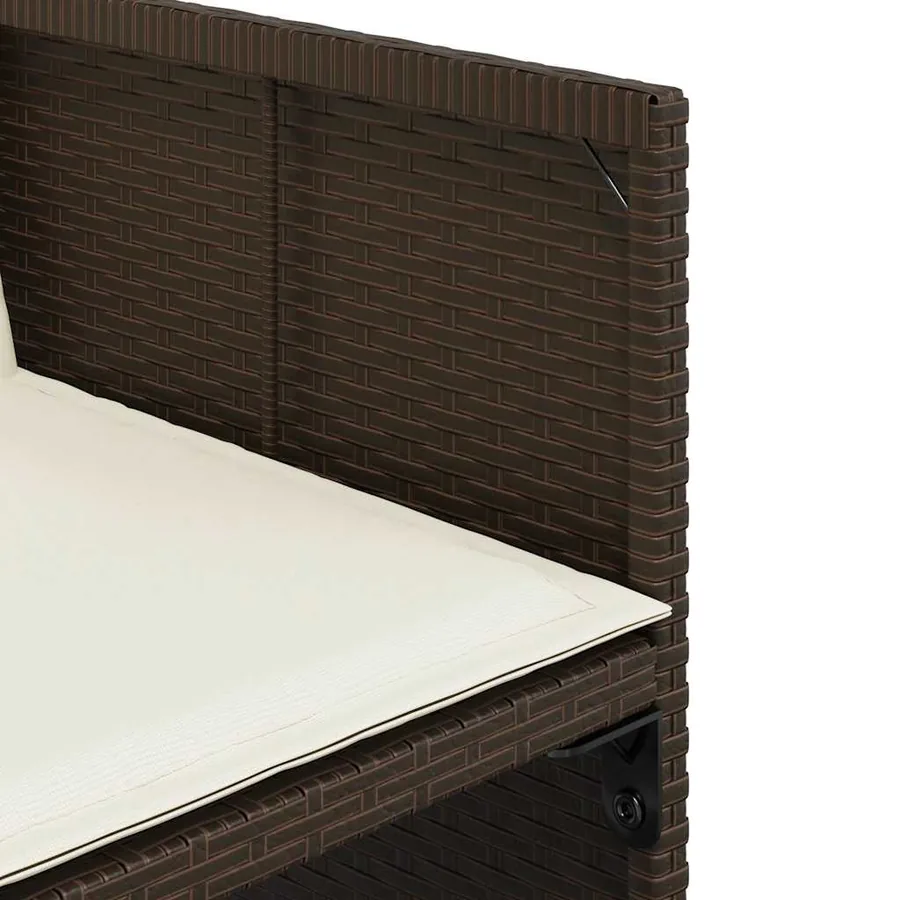 Ensemble à manger de jardin et coussins 9 pcs marron poly rotin - 8