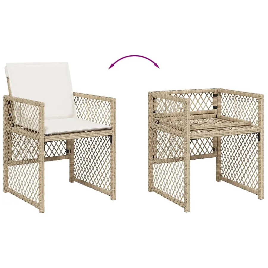Ensemble à manger de jardin et coussins 13 pcs beige - 7