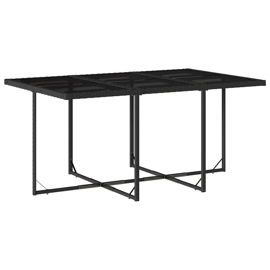 Ensemble à manger de jardin coussins 7pcs Noir Résine tressée - 4