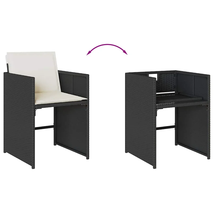 Ensemble à manger de jardin coussins 7pcs Noir Résine tressée - 6