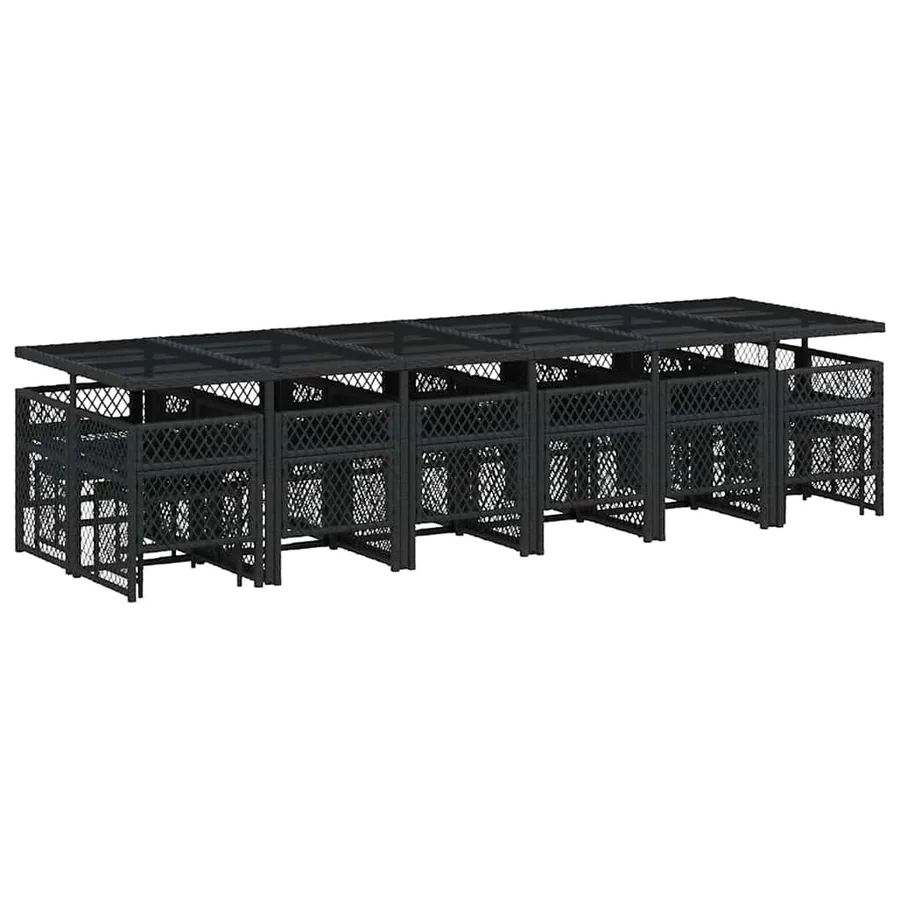 Ensemble à manger de jardin 17 pcs coussins noir résine tressée - 6