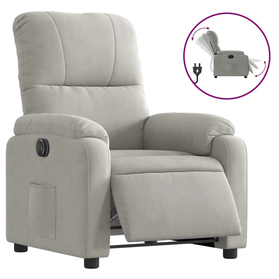 Fauteuil inclinable électrique gris clair tissu microfibre - 2