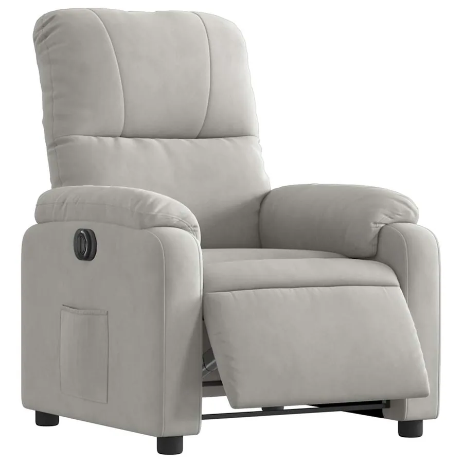 Fauteuil inclinable électrique gris clair tissu microfibre - 3
