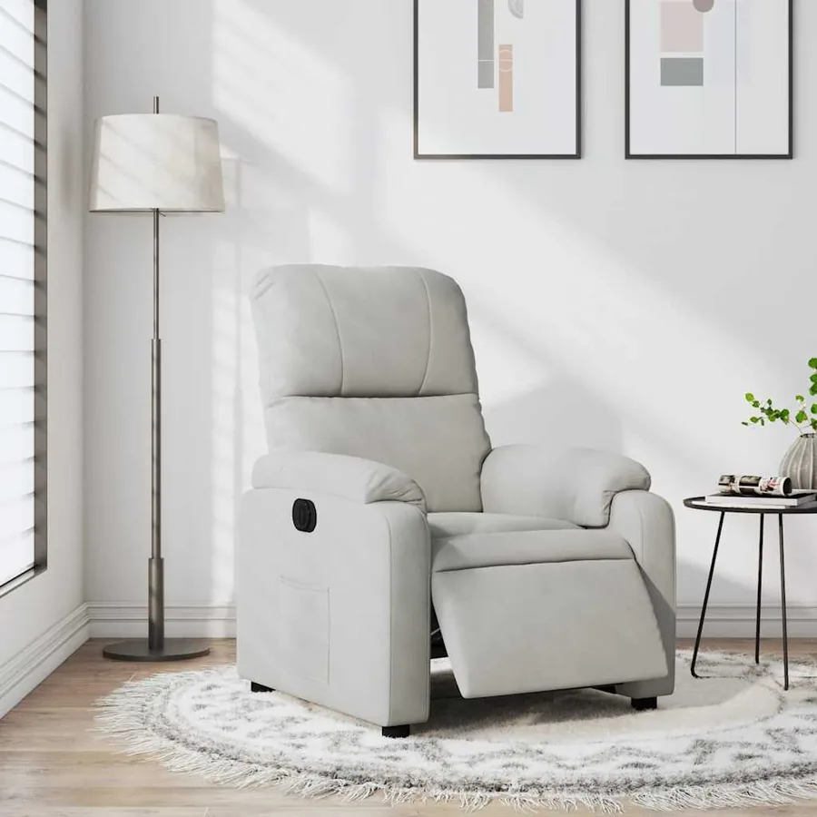 Fauteuil inclinable électrique gris clair tissu microfibre - 5