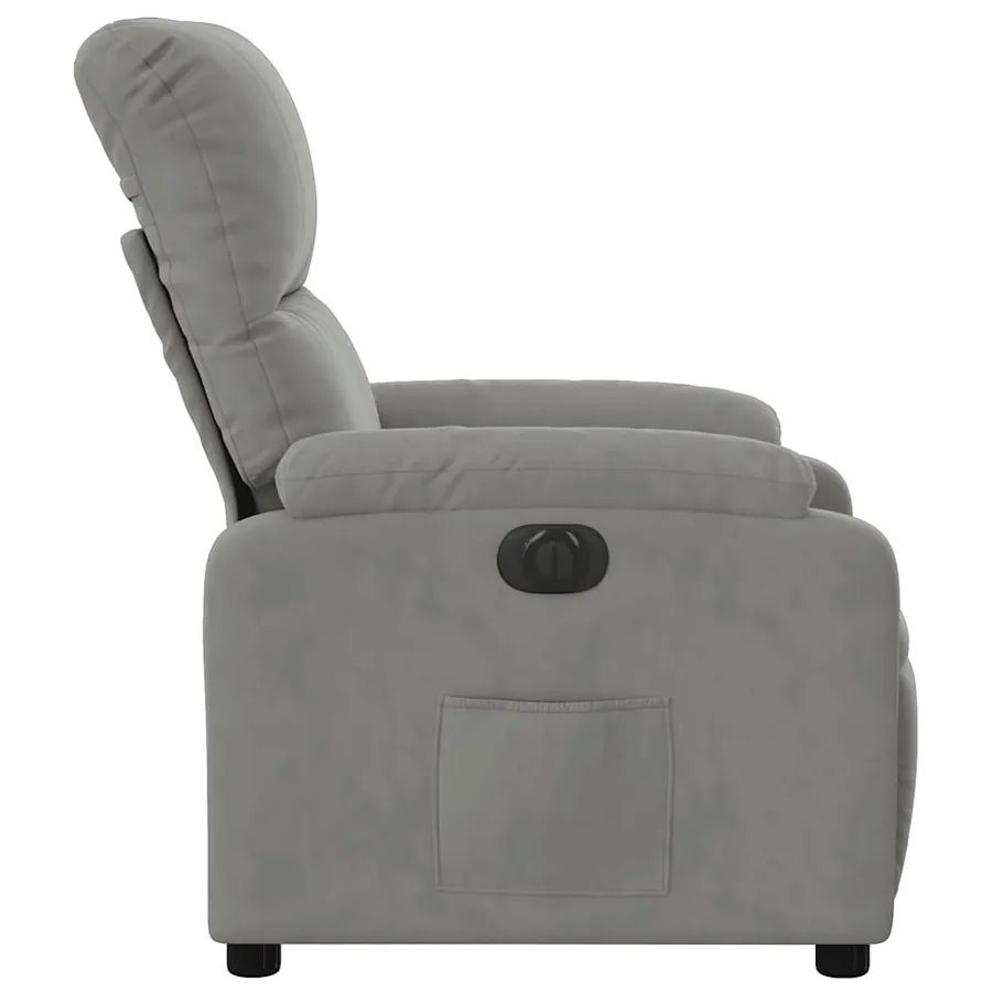 Fauteuil inclinable électrique gris clair tissu microfibre - 9