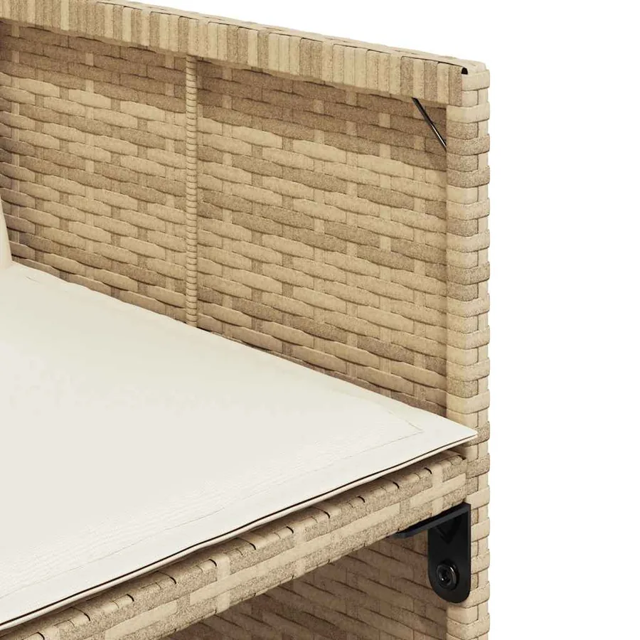 Ensemble à manger de jardin avec coussins 5pcs Beige poly rotin - 8