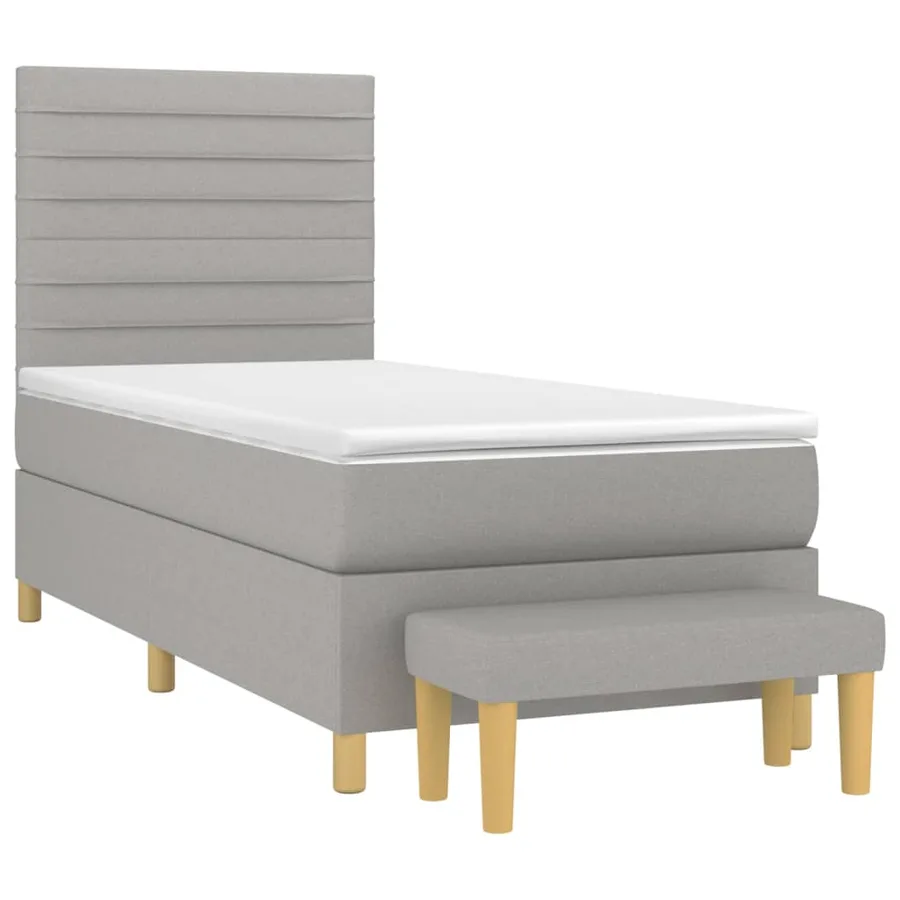 Sommier à lattes de lit avec matelas Gris clair 90x200 cm Tissu - 3