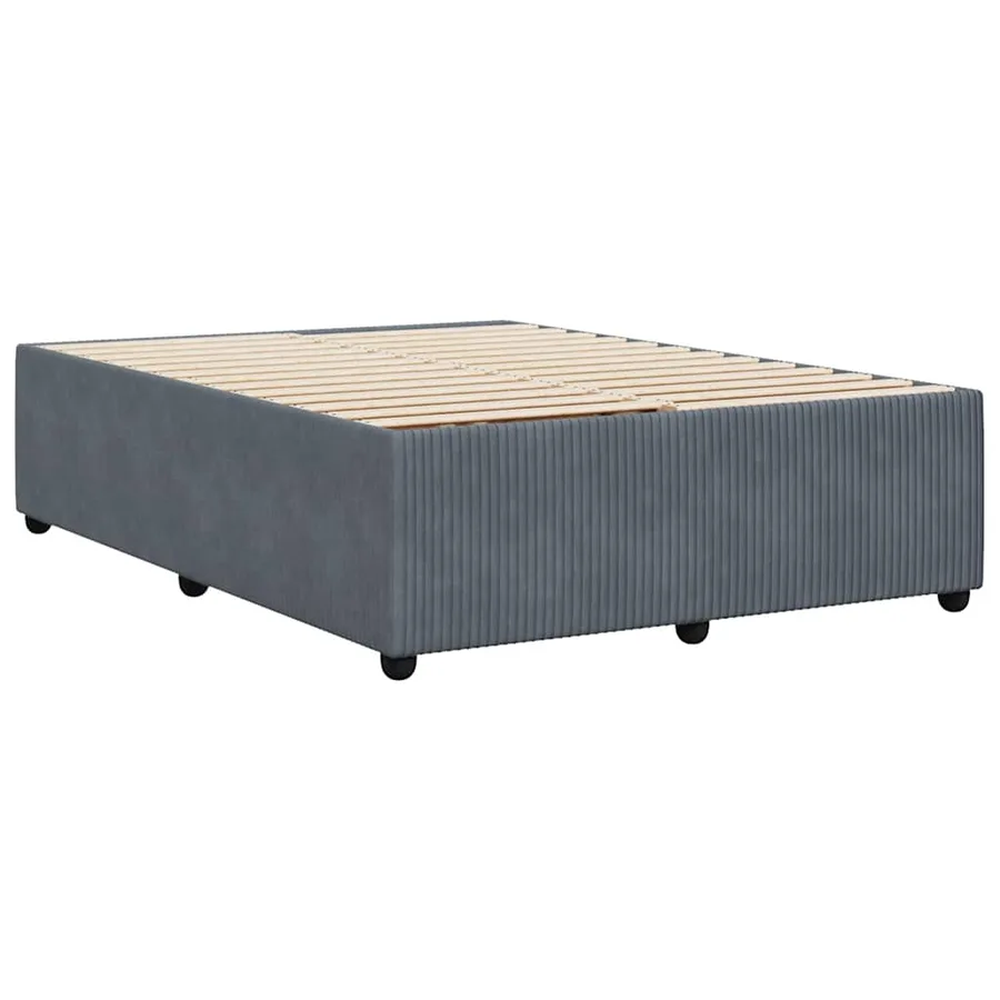 Cadre de lit sans matelas gris foncé 140x200 cm velours - 6