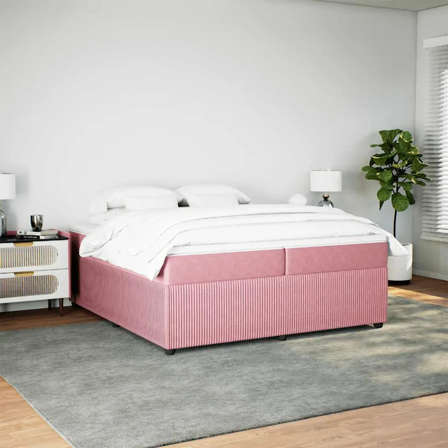 Sommier à lattes de lit avec matelas Rose 200x200 cm Velours - 3
