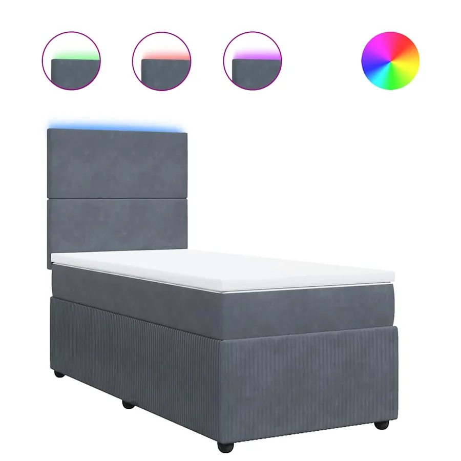 Sommier à lattes de lit et matelas Gris foncé 90x200 cm Velours - 2