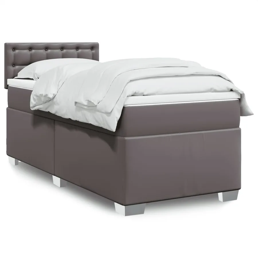 Sommier à lattes de lit avec matelas Gris 80x200 cm Similicuir