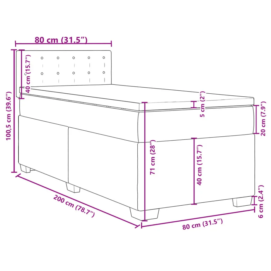 Sommier à lattes de lit avec matelas Gris 80x200 cm Similicuir - 18