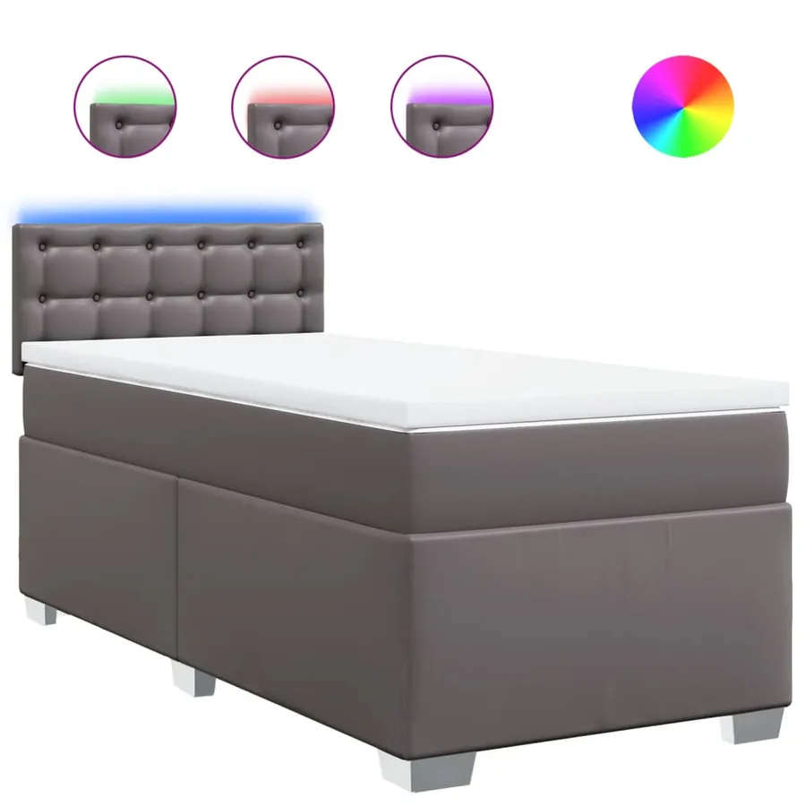 Sommier à lattes de lit avec matelas Gris 80x200 cm Similicuir - 2