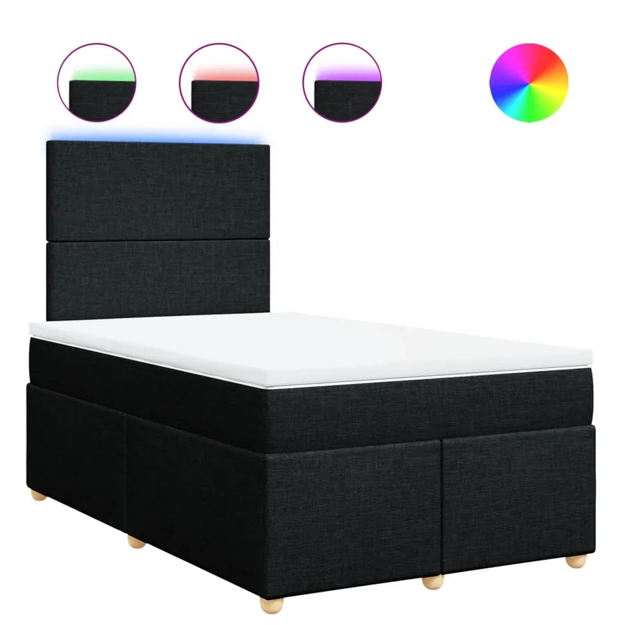 Sommier à lattes de lit avec matelas Noir 120x200 cm Tissu - 2