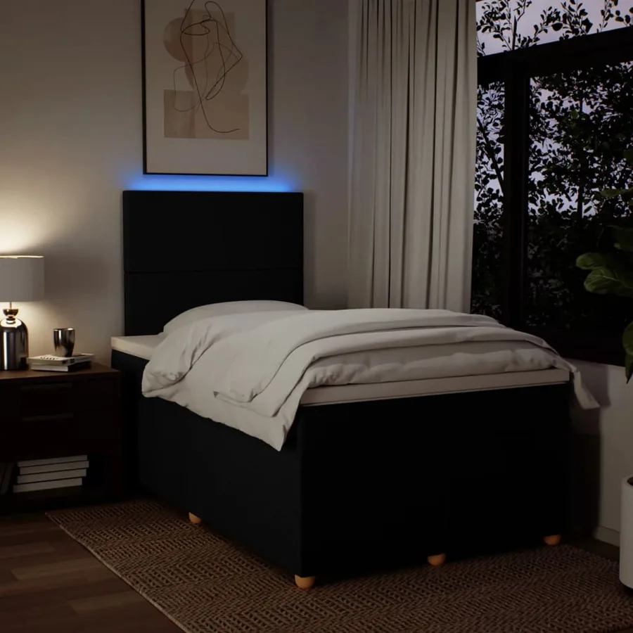 Sommier à lattes de lit avec matelas Noir 120x200 cm Tissu - 4