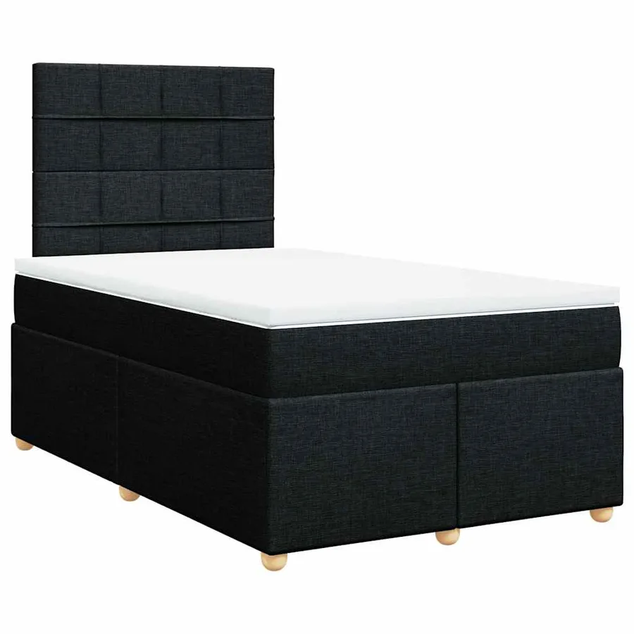 Sommier à lattes de lit avec matelas Noir 120x200 cm Tissu - 3