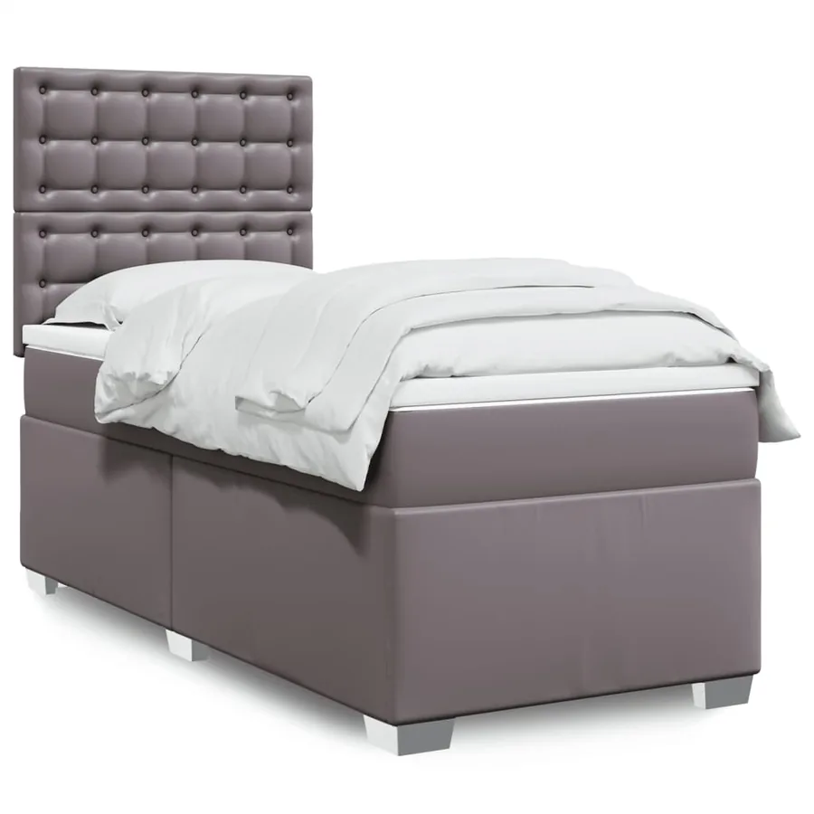 Sommier à lattes de lit avec matelas Gris 80x200 cm Similicuir