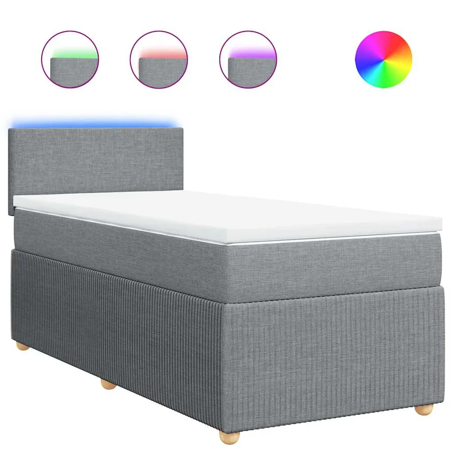 Sommier à lattes de lit et matelas Gris clair 90x190 cm Tissu - 2