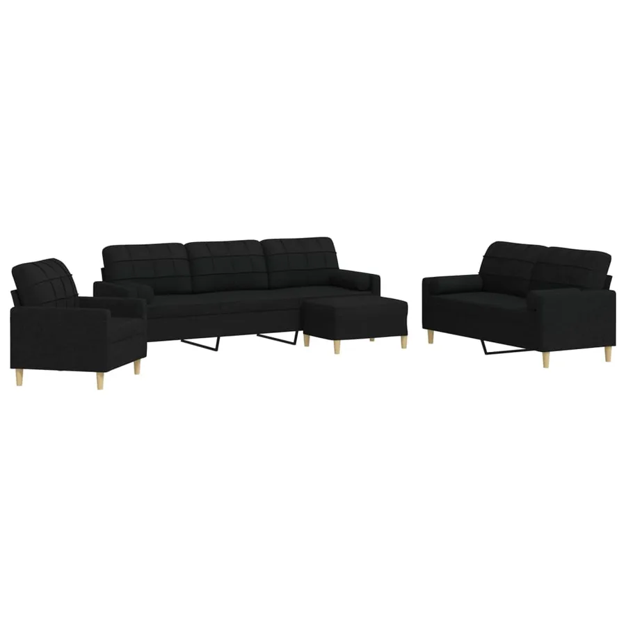 Ensemble de canapés 4 pcs repose-pied et coussins décoratifs - 2