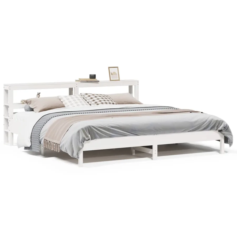 Cadre de lit sans matelas blanc 200x200 cm bois massif de pin - 2
