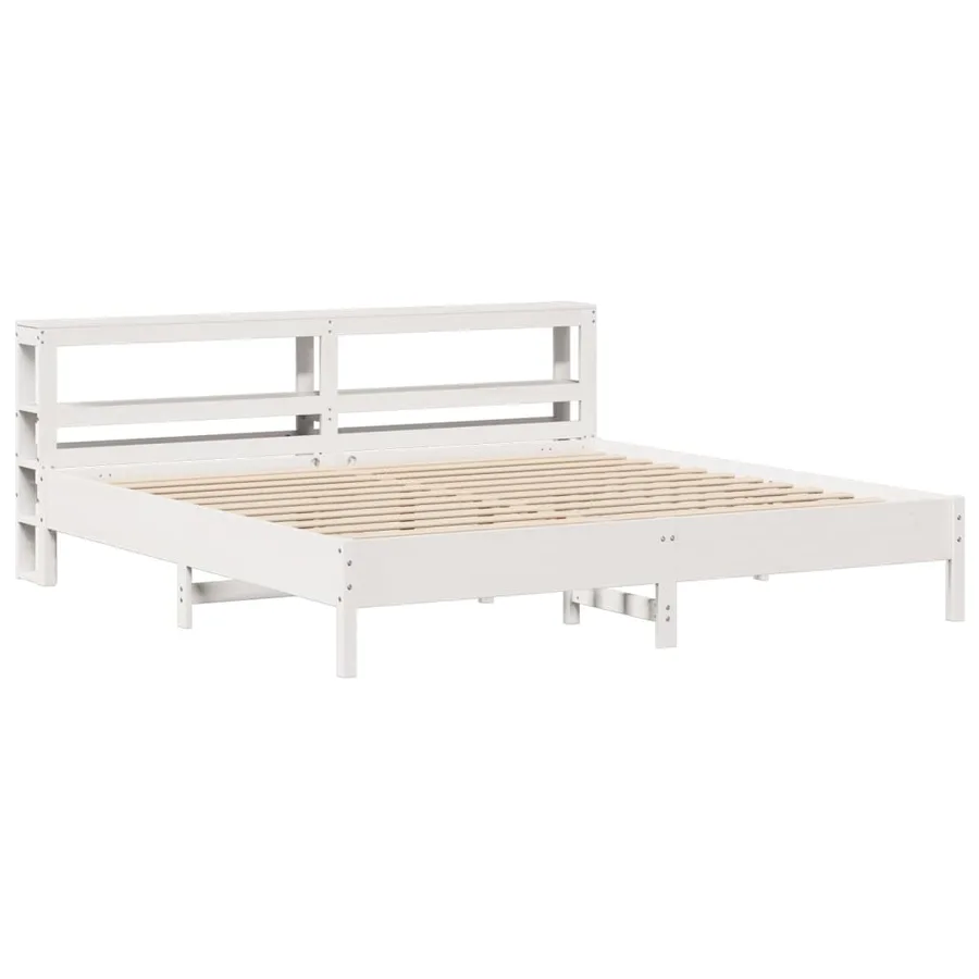 Cadre de lit sans matelas blanc 200x200 cm bois massif de pin - 3