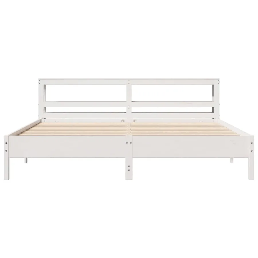 Cadre de lit sans matelas blanc 200x200 cm bois massif de pin - 4