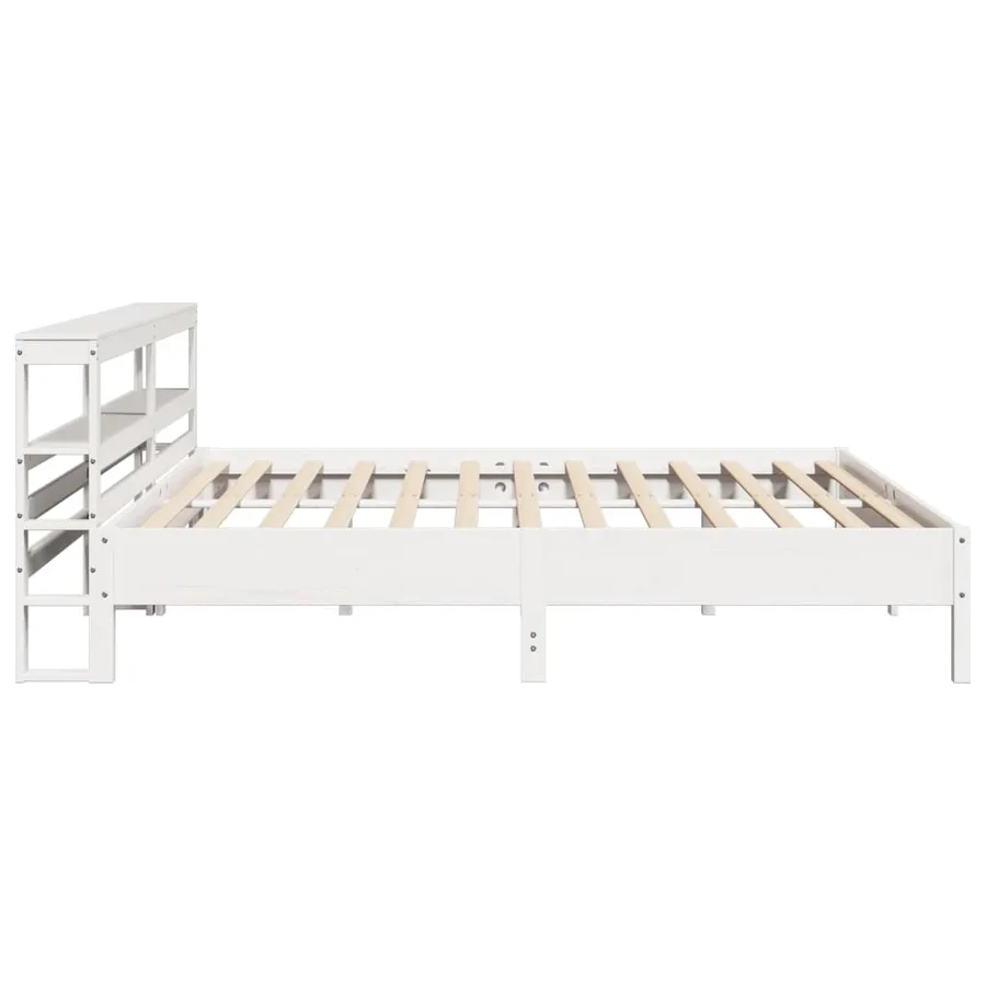 Cadre de lit sans matelas blanc 200x200 cm bois massif de pin - 5