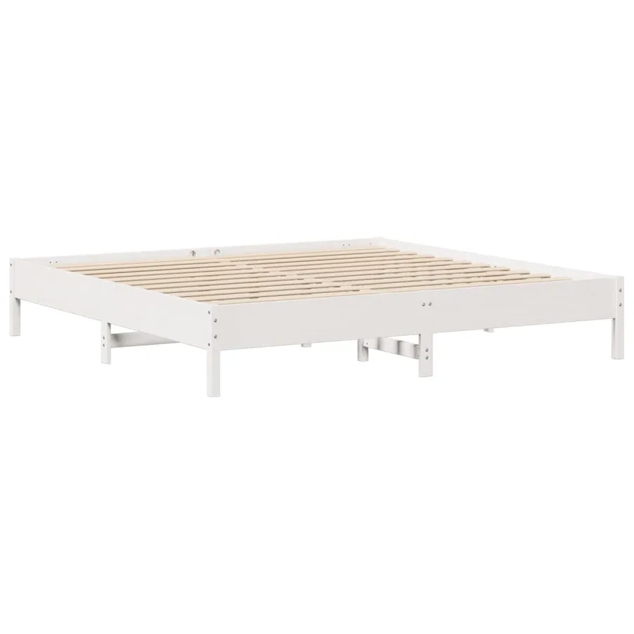 Cadre de lit sans matelas blanc 200x200 cm bois massif de pin - 7