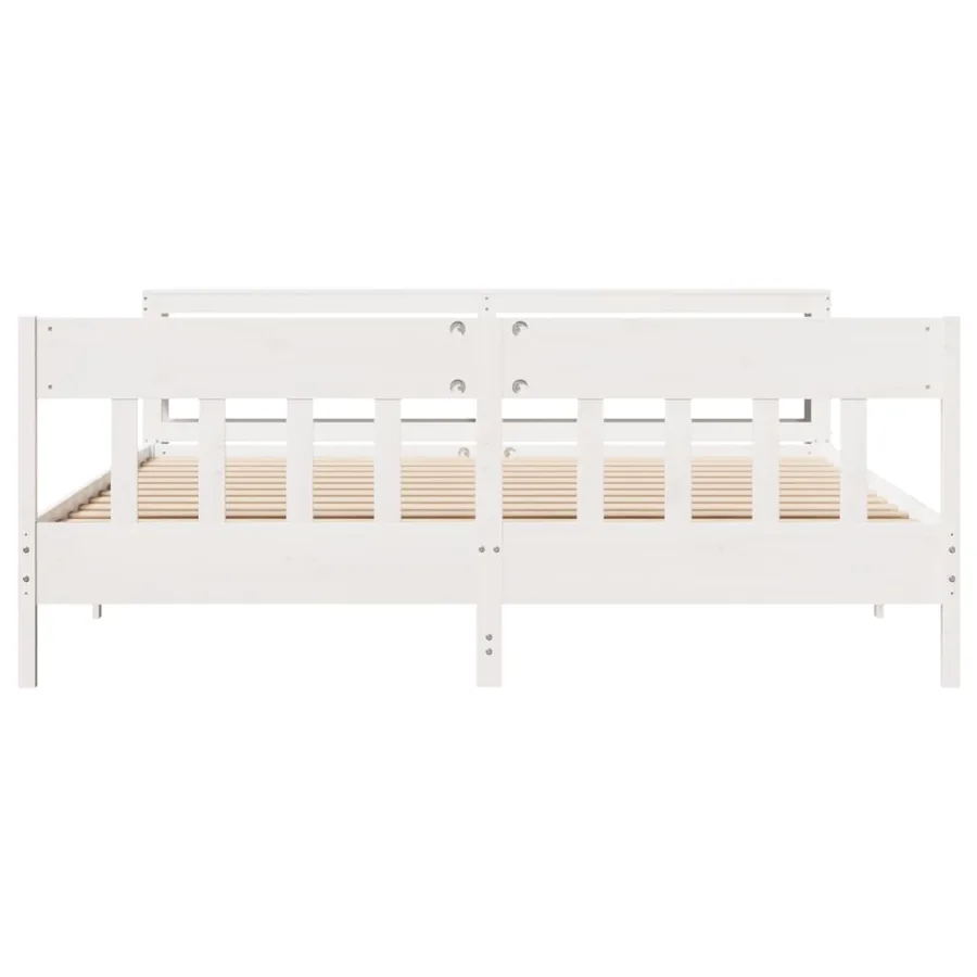 Cadre de lit sans matelas blanc 200x200 cm bois massif de pin - 4