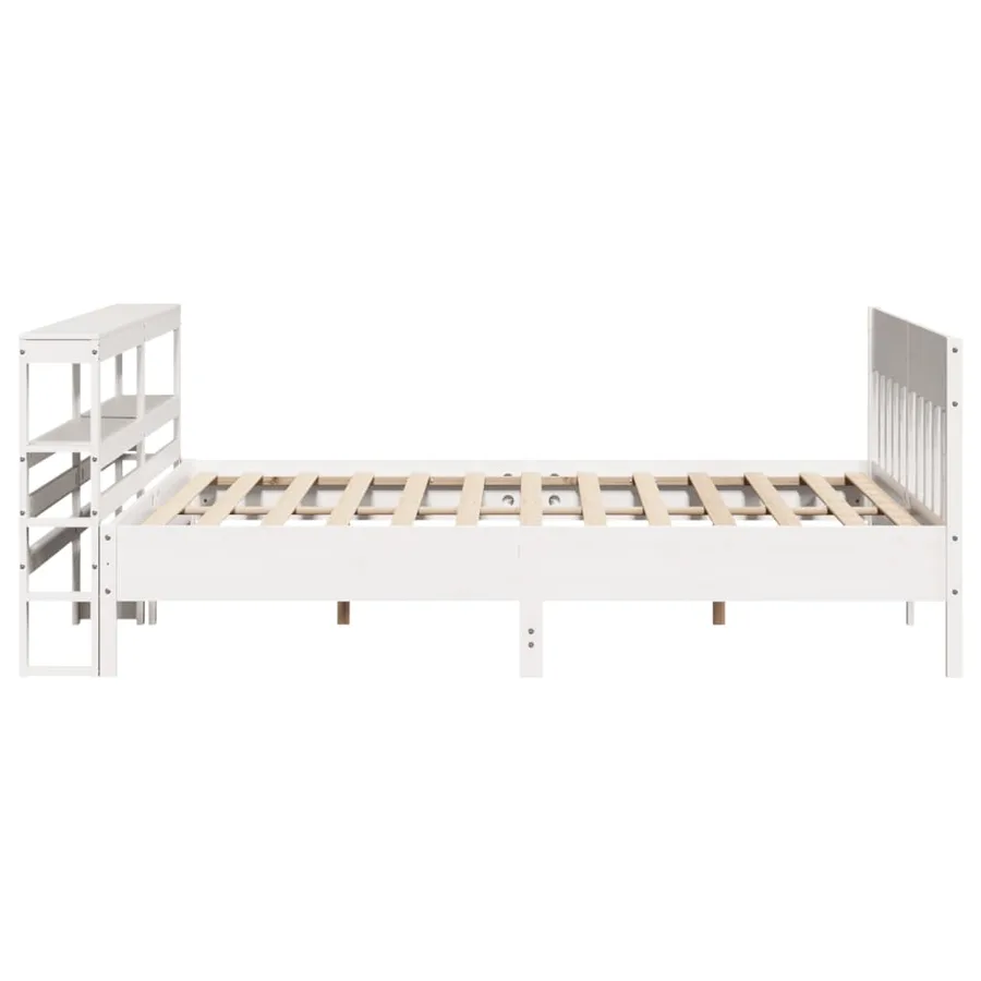 Cadre de lit sans matelas blanc 200x200 cm bois massif de pin - 5