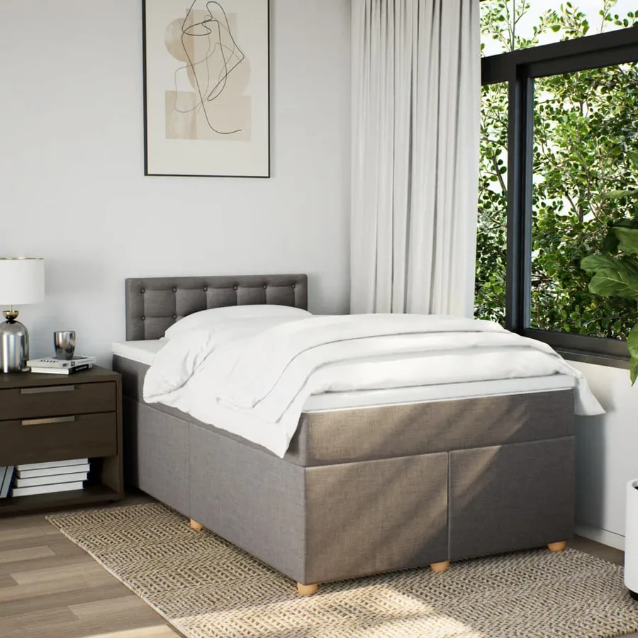 Sommier à lattes de lit avec matelas Taupe 120x200 cm Tissu - 4