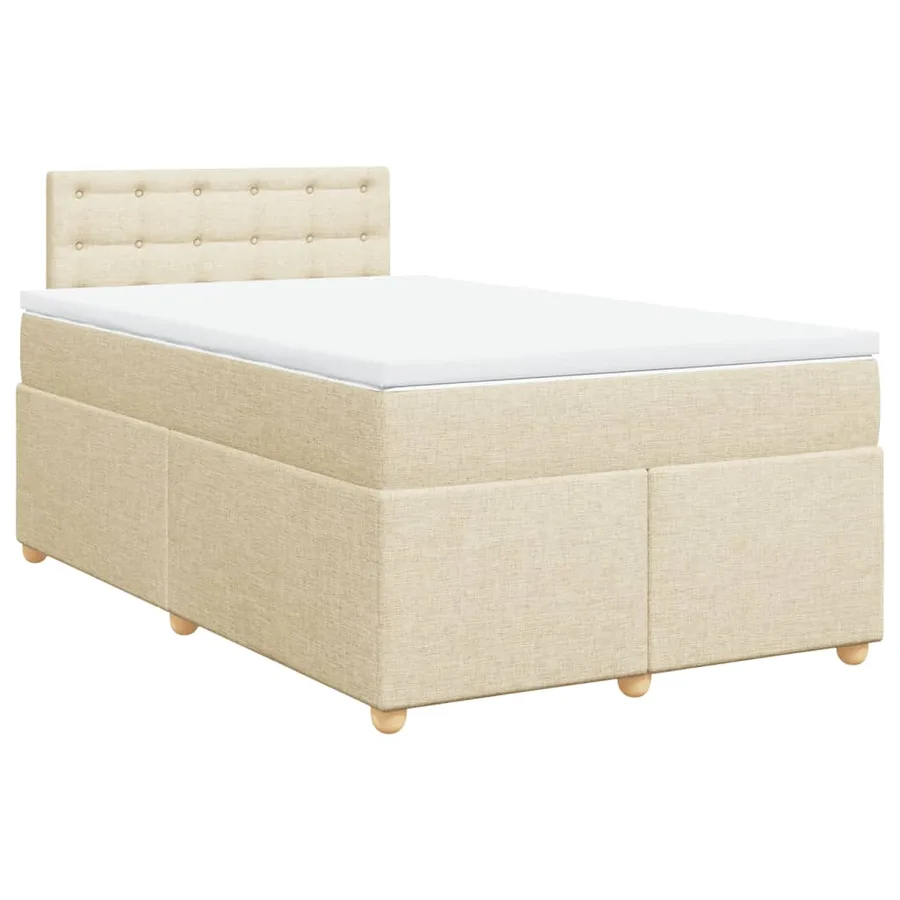 Sommier à lattes de lit avec matelas Crème 120x200 cm Tissu - 2