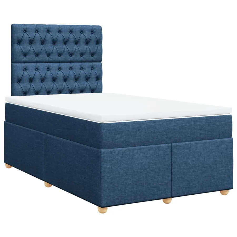 Sommier à lattes de lit avec matelas Bleu 120x200 cm Tissu - 2