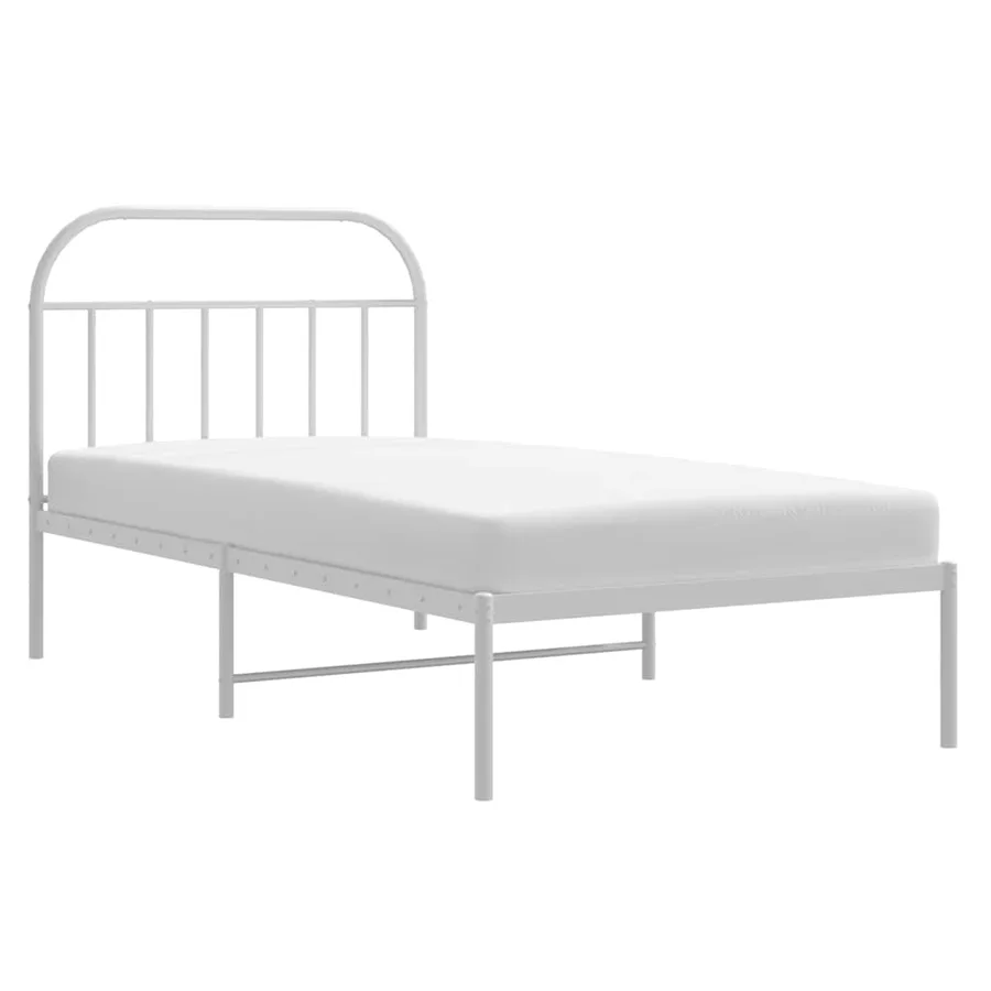 Cadre de lit métal sans matelas et tête de lit blanc 100x190 cm - 5