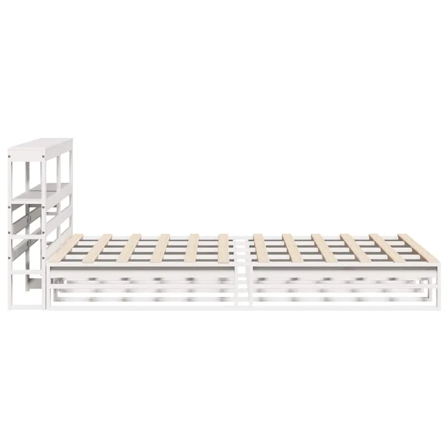 Cadre de lit sans matelas blanc 150x200 cm bois de pin massif - 7