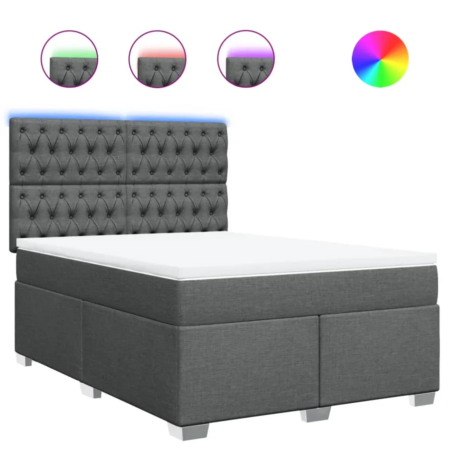 Sommier à lattes de lit avec matelas Gris foncé 140x190cm Tissu - 2