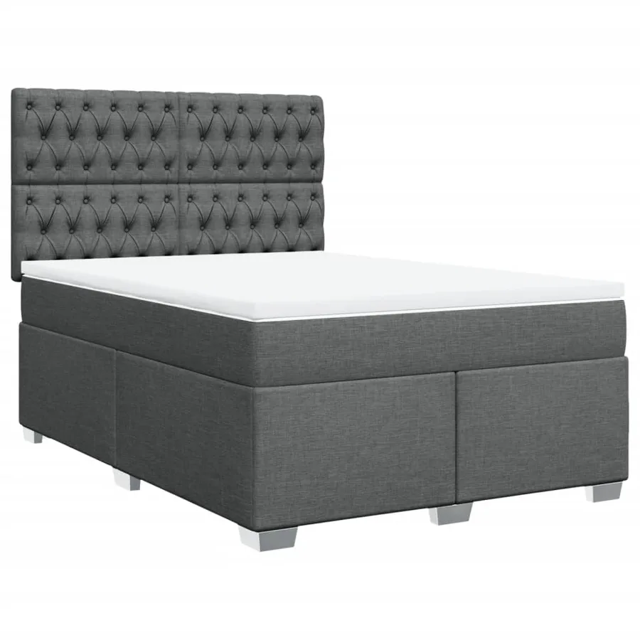 Sommier à lattes de lit avec matelas Gris foncé 140x190cm Tissu - 3