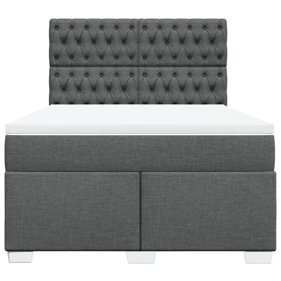 Sommier à lattes de lit avec matelas Gris foncé 140x190cm Tissu - 6