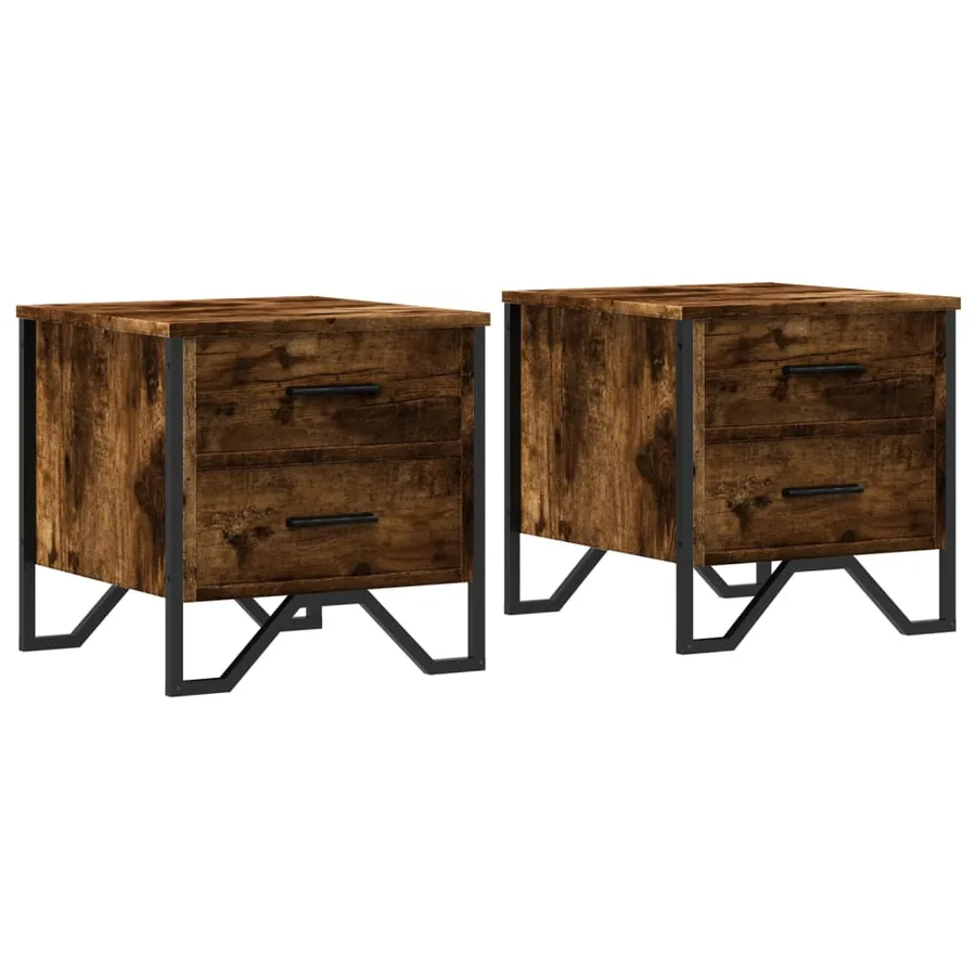 Tables de chevet 2 pcs chêne fumé 40x41x40 cm bois ingénierie - 2