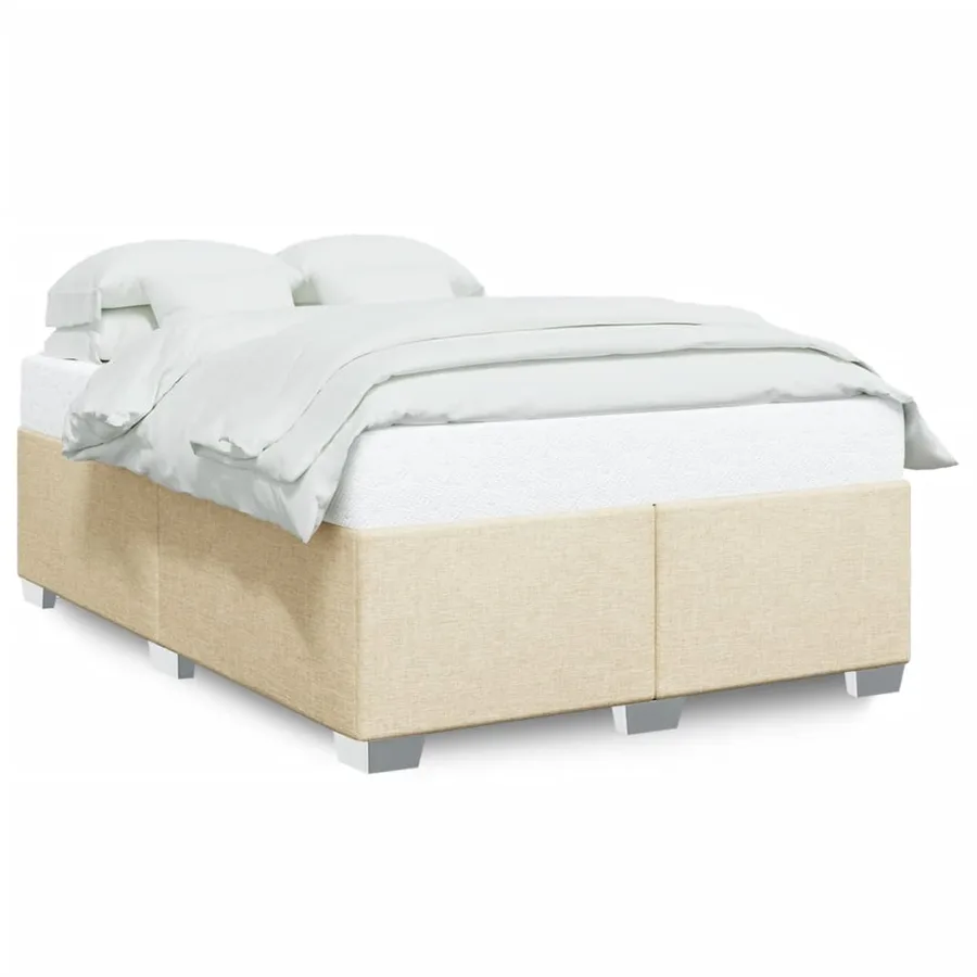 Cadre de lit sans matelas crème 140x190 cm tissu - 2