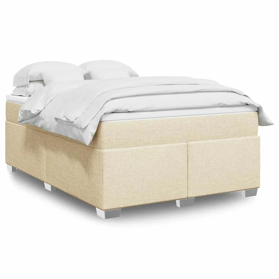 Sommier à lattes de lit avec matelas Crème 140x190 cm Tissu