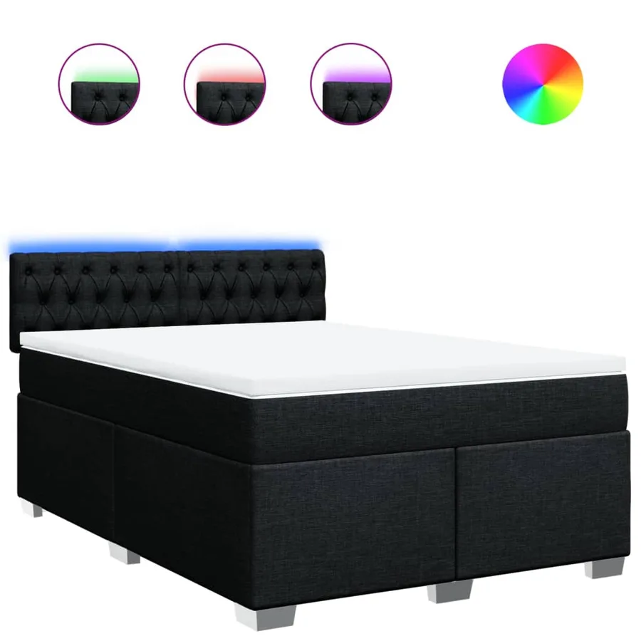 Sommier à lattes de lit avec matelas Noir 140x190 cm Tissu - 2
