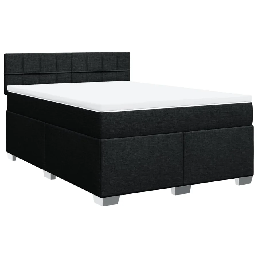 Sommier à lattes de lit avec matelas Noir 140x190 cm Tissu - 2