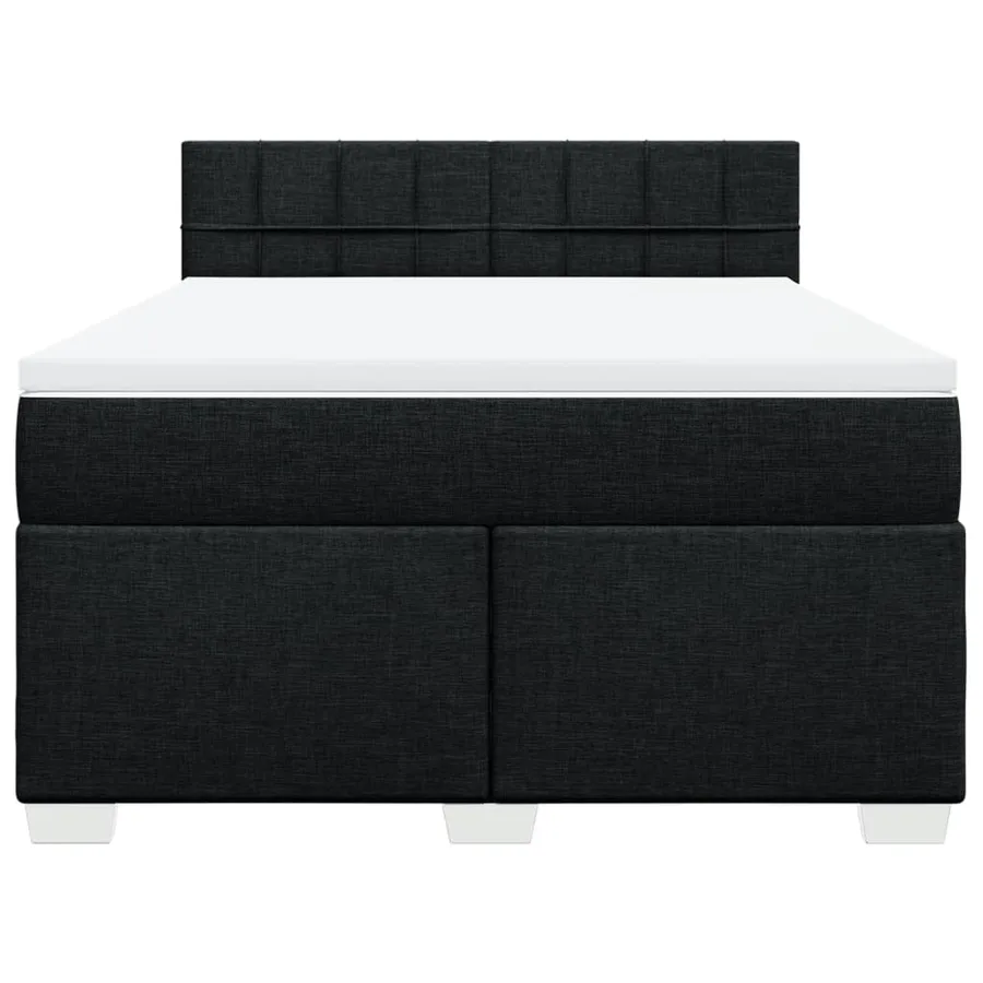 Sommier à lattes de lit avec matelas Noir 140x190 cm Tissu - 4