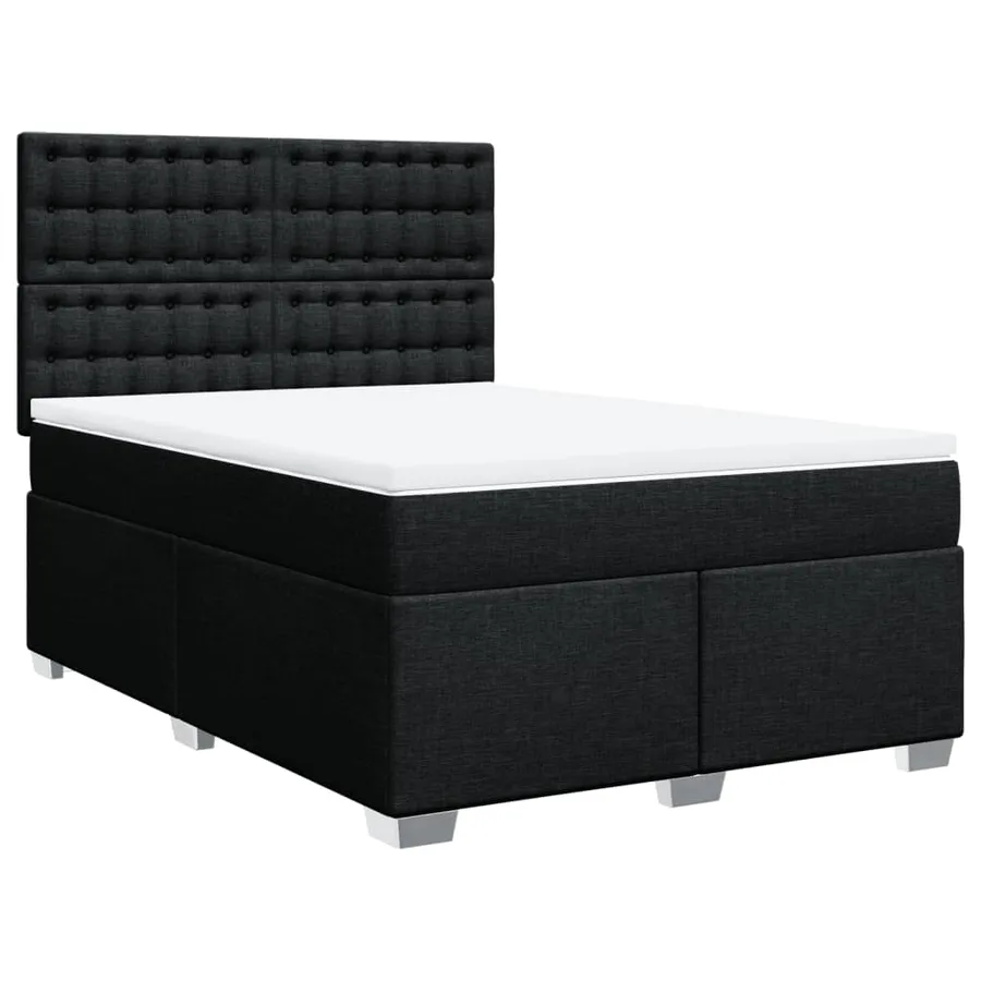 Sommier à lattes de lit avec matelas Noir 140x190 cm Tissu - 2