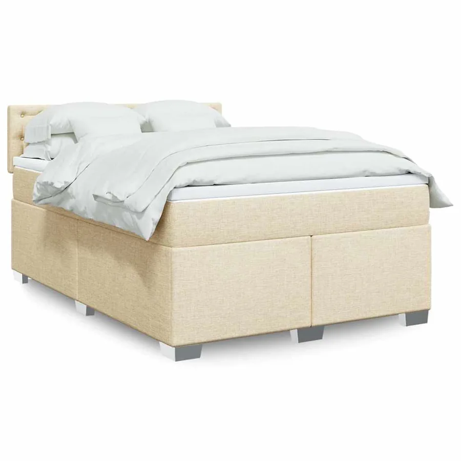 Sommier à lattes de lit avec matelas Crème 140x190 cm Tissu