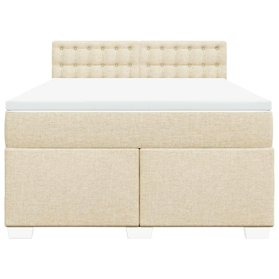 Sommier à lattes de lit avec matelas Crème 140x190 cm Tissu - 6